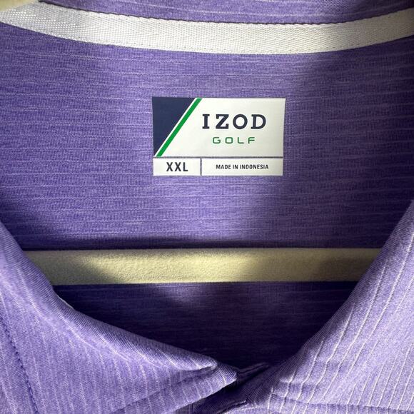 Izod Polo Shirt Mens Adult 2XL XXL Purple Logo Golf Lightweight Stretch - Picture 2 of 6